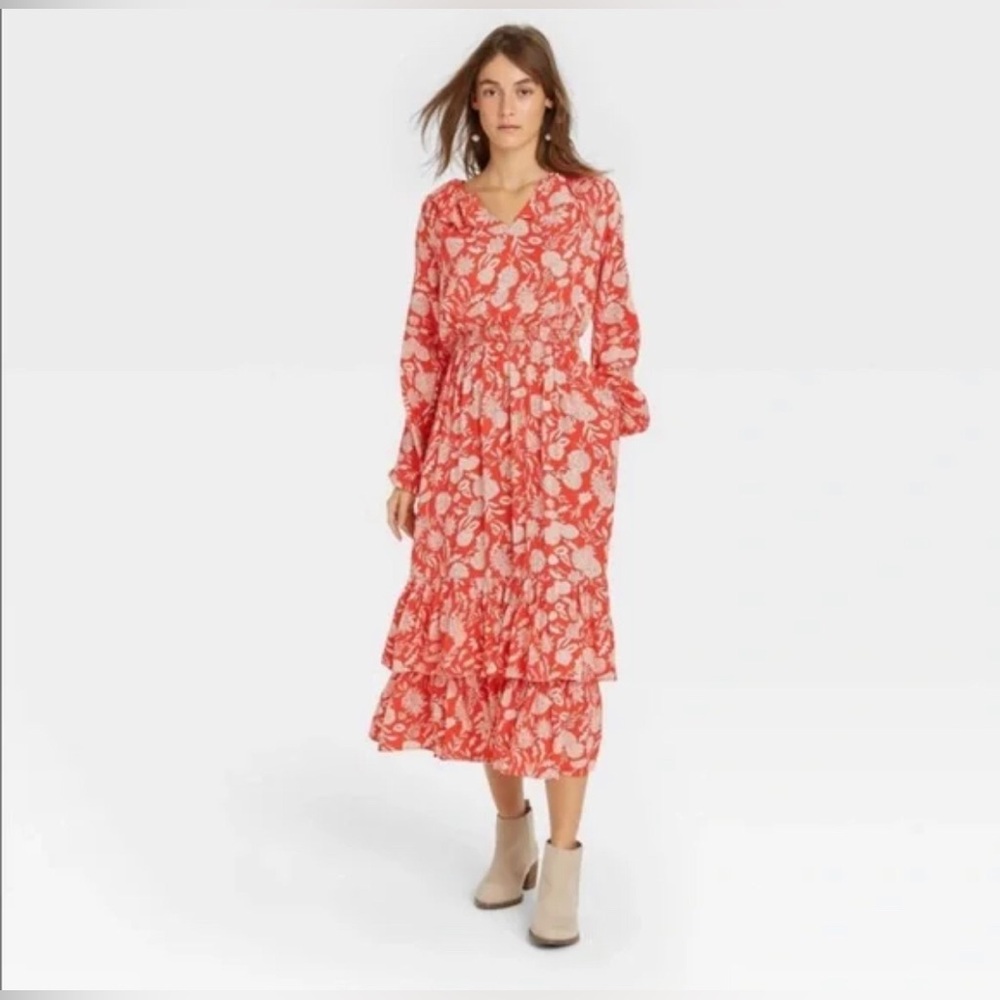 Gorgeous Red Flowy Dress Universal Thread